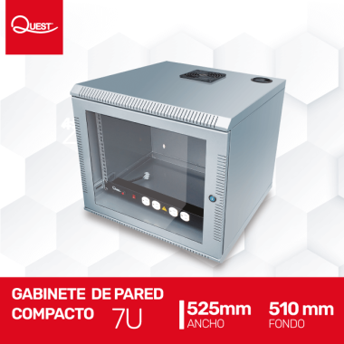 Gabinete Rack de Pared Compacto de 7U con Puerta en vidrio