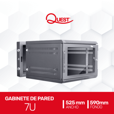 Gabinete Rack de Pared Abatible de 7U con Puerta en vidrio